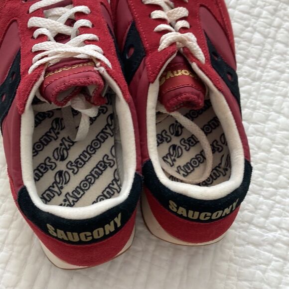 Saucony Red Suede White Laces Running Athletic Retro Sneakers Men’s Size 9 - Picture 6 of 8
